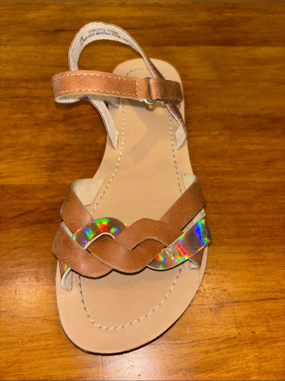 CROWN VINTAGE GIRLS SANDALS EUC SIZE 4 CHARLOTTE BROWN IRIDESCENT STRAPPY BOHO🤎